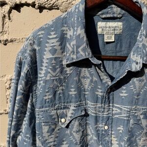 Ralph Lauren Denim & Supply Aztec print Pearl snap long sleeve denim top XXL